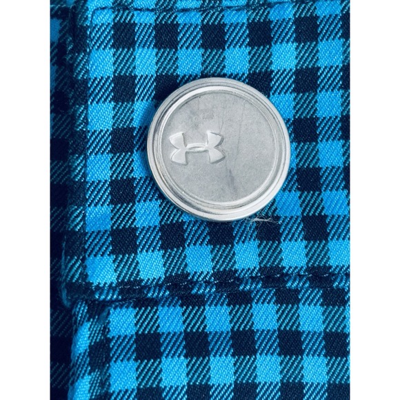 Under Armour Men's Size 36 Teal Blue Black Check Chino Shorts Golf Activewear - Picture 8 of 16